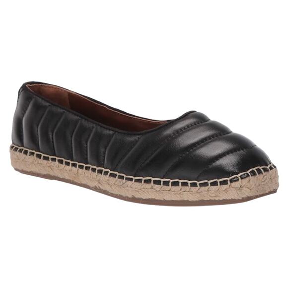 Franco Sarto Women Kiya Quilted Leather Espadrille Ballet Flats Black Size 5 1/2 - Picture 1 of 6
